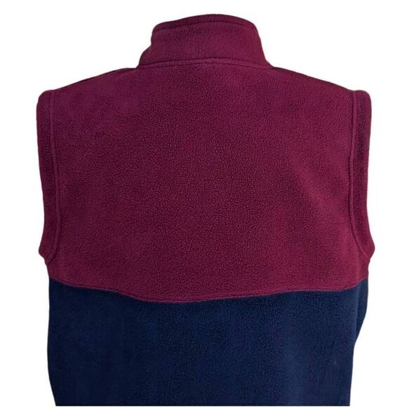 Vintage Fall Autumn Fleece Vest Navy Burgundy Colorblock Embroidered Size P/L - Picture 6 of 7